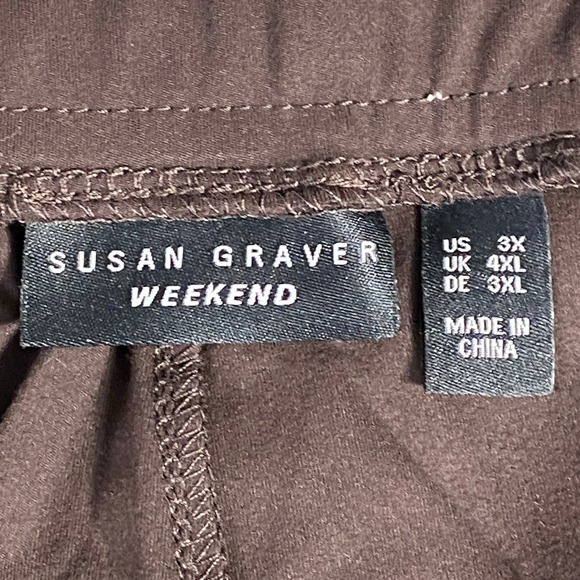 Susan Graver Weekend Womens Pant Size 3X Brown Elastic‎ Waist Stretch Casual - Picture 3 of 12